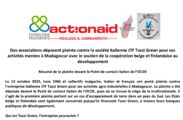 Des associations déposent plainte contre la société italienne JTF Tozzi Green pour ses  activités menées à Madagascar